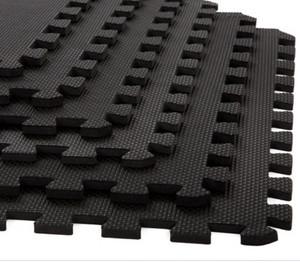 lot 37866 image: Interlocking EVA Foam Floor Mats, Black, 25 x 25, 6pk