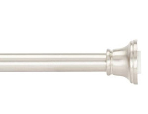 lot 37937 image: Amazon Basics Tension Curtain Rod, Adjustable 42-72 Width - Nickel, Bell Finial