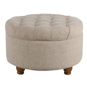 lot 37971 image: HomePop Large Tufted Round Storage Ottoman, Multiple Colors