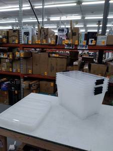 lot 38011 image: IRIS USA 54 Qt Clear Plastic Storage Box with Latches, 6 Pack