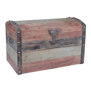 lot 38014 image: Household Essentials Large Weathered Wooden Storage Trunk