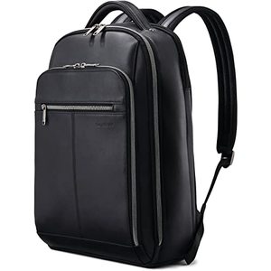 lot 22596 image: Samsonite Classic Leather Backpack, Black, One Size