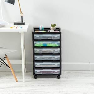 lot 22597 image: IRIS USA 150816 IRIS 6-Drawer Scrapbook Cart with Organizer Top, Black