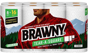 lot 22617 image: Brawny� Tear-A-Square� Paper Towels, 8 Double Rolls  16 Regular Rolls 2 Pack