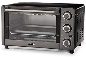 lot 22621 image: Dash Express Countertop Toaster Oven with Quartz Technology, Bake, Broil, and Toast with 4 Slice Capacity and Pizza Capability �� Black
