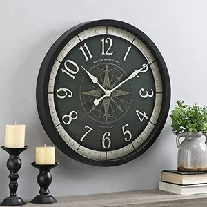 lot 22635 image: FirsTime & Co.� Compass Rose Wall Clock, American Crafted, Oil Rubbed Bronze, 24 x 2 x 24,
