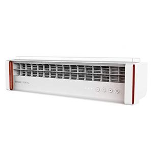 lot 22641 image: Sharper Image PORTAL Window Fan with 3 Speeds, Reversible Exhaust Mode, Weather Resistant, White, Black