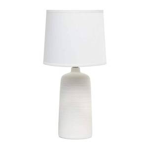 lot 22643 image: Simple Designs 15 .75 in. Off White Textured Linear Ceramic Table Lamp