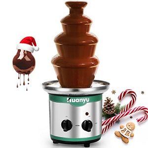 lot 22649 image: Huanyu Chocolate Fountain 4 Tier Hot Chocolate Fondue Fountain Machine Stainless Steel 18inch Melting Tower 3lbs Capacity for Chocolate Candy, Ranch, Nacho Cheese, Baby Shower, Birthday Celebration