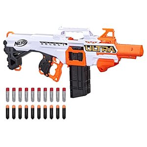 lot 22655 image: NERF Ultra Select Fully Motorized Blaster, Fire for Distance or Accuracy, Includes Clips and Darts, Outdoor Games and Toys, Automatic Electric Full...