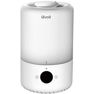 lot 22667 image: LEVOIT Ultrasonic Cool Mist Humidifiers, Adjustable 360° Rotation Nozzle, Auto Safety Shut Off, Lasts Up to 25 Hours, Filter Free, Optional LED Display Light, Ideal for Bedroom, 3L, White