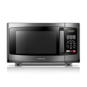 lot 22709 image: toshiba em925a5a-bs microwave oven with sound onoff eco mode and led lighting, 0.9 cu.ft, black stainless