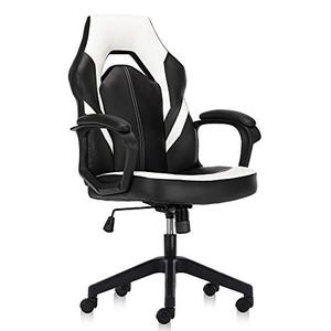lot 22714 image: HOMEFLA Office Ergonomic Computer Gaming Desk Bonded Leather Swivel Chair Height Adjustable Cushioned Armrests, White