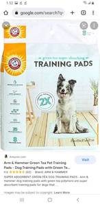 lot 22739 image: Arm and Hammer Baking Soda - Leakproof & Recycled Training Pads for Dogs - Green Tea Dog Pee Pads, Dog Crate Pads