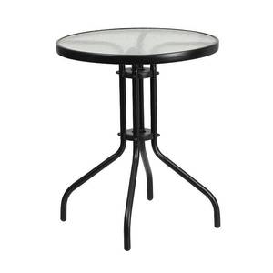 lot 22770 image: Flash Furniture 23.75 Round Tempered Glass Metal Table