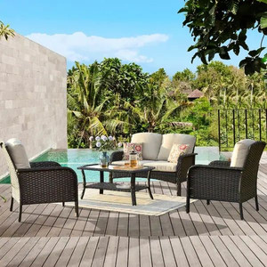 lot 26080 image: Set of 2 ARMCHAIRS ONLY  (Set of 2) Goes with Ovios 4-piece Water-Resistant Wicker Deep Seating Outdoor Sofa Set - Beige - Retail $698.99