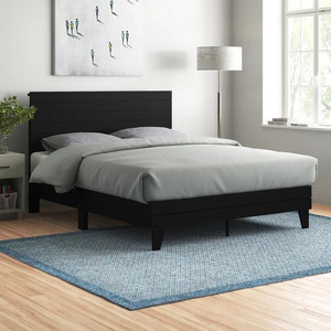 lot 26092 image: Brookside Home - Sophia  Shiplap Wood Panel Platform Bed,  Black  Queen - Retail $169.00
