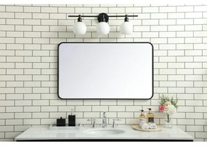lot 26156 image: Ezra Soft Corner Metal Rectangular Mirror - Retail $181.81