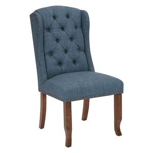 lot 26183 image: OSP Home Furnishings - Jessica Tufted Wing Chair in Navy Fabric - Retail $207.99