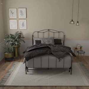 lot 26187 image: Kotter Home - Kayson Metal Headboard and Footboard -  King - Retail $535.99