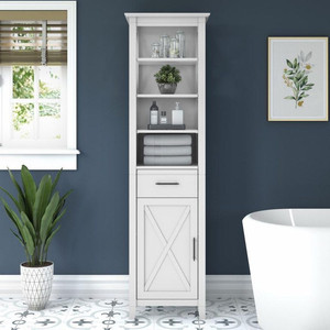 lot 26188 image: Bush Furniture - Key West Tall Bathroom Storage Cabinet - Retail $313.99