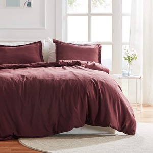 lot 26112 image: SLEEP ZONE - Bedding Duvet Cover Sets, Temperature Management 120gsm Ultra Soft Zipper Closure Corner Ties 2 Pieces, Wine,Twin - Retail $19.54