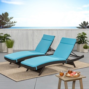 lot 26138 image: Salem Outdoor Chaise Lounge Cushion ONLY (Set of 2) by Christopher Knight Home - Blue- Retail $222.27