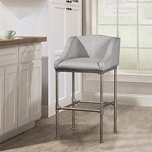 lot 26159 image: Hillsdale Furniture - Dillion Non-Swivel Textured Silver Bar Stool - Bar height - Retail $211.99