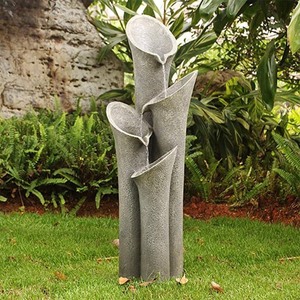 lot 26087 image: Faux Stone - Patio Water Fountain Bell 4-Tier Cascading Floor Fountain - Retail$179.49