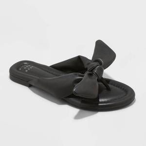 lot 1483 image: Womens Adley Bow Flip Flop Sandals - A New Day Black 8