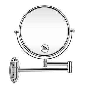 lot 2056 image: GloRiastar 5X Wall Mounted Makeup Mirror - Double Sided Magnifying Makeup Mirror for Bathroom, 8 inch Extension Polished Chrome Finished Mirror