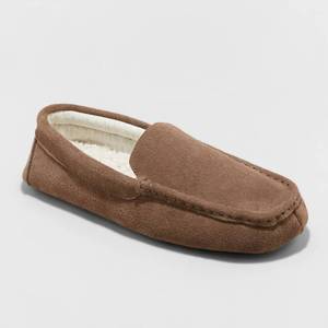 lot 6088 image: Mens Carlo Genuine Suede Moccasin Slippers - Goodfellow & Co Brown 11