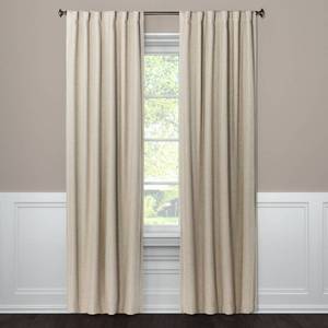 lot 6117 image: 95x50 Aruba Linen Blackout Curtain Panel Brown Linen - Threshold (One Panel)