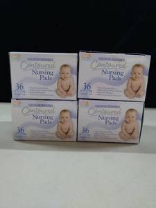 lot 6148 image: 4 Boxes Premium Contoured Nursing Pads 36 Individually Wrapped Pads Per Box