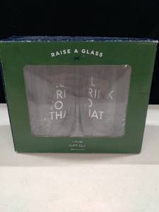 lot 6161 image: Raise a Glass 2 Piece Beer Glass Gift Set Ill Drink to That