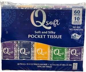 lot 6169 image: Soft Pocket Pack Facial Tissues 60 Packs (10 tissuespk) 4P-ply Silky Tissues SEALED