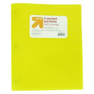 lot 8564 image: up & up Pronged Two Pocket Poly Portfolio - Folder - Yellow, 24pk