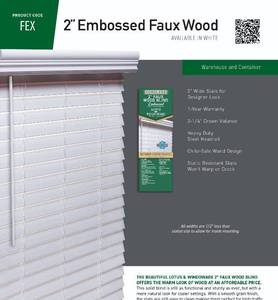 lot 8568 image: LOTUS & WINDOWARE 2 Faux Wood Embossed 27 x 60 Venetian Blind, White