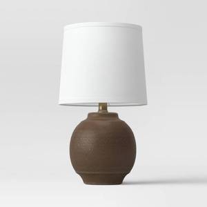 lot 8574 image: Antique Textural Ceramic Accent Lamp Brown - Threshold