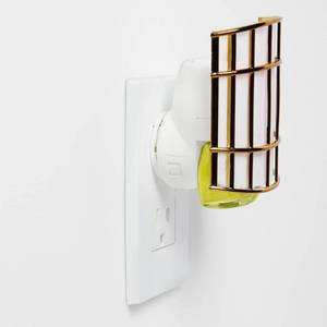 lot 8582 image: Gold Grid Lantern Plug-In - Opalhouse