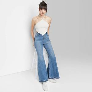 lot 8591 image: Womens Super-High Rise Extreme Flare Jeans - Wild Fable - Medium Wash, 2