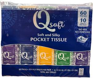 lot 8603 image: Q Soft Soft and Silky Tissues 60 packs10 Tissues per pack, 4PLY
