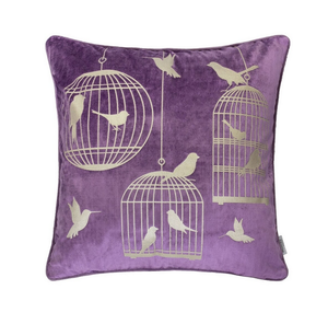 lot 6137 image: Homey Cozy Foil Print Bird Throw Pillow Cover & Insert