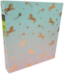 lot 6146 image: 220 Sheet 1 Ring Binder Gold Unicorns Pink - greenroom (2 Pack)