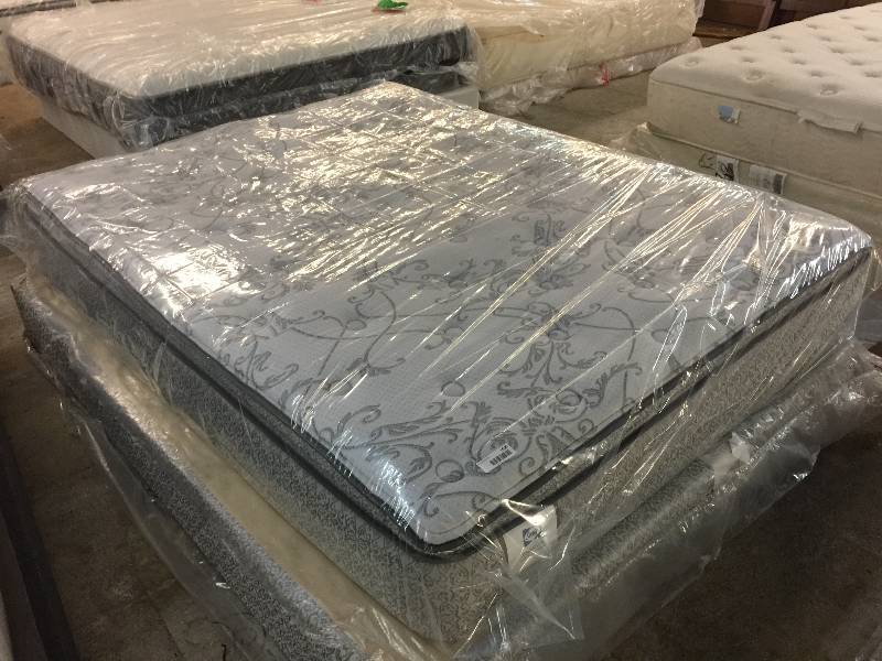 lot 1600 image: PARASOL PLUSH EURO PILLOWTOP - QUEEN MATTRESS AND COLOR COORDINATED MATCHING FOUNDATION