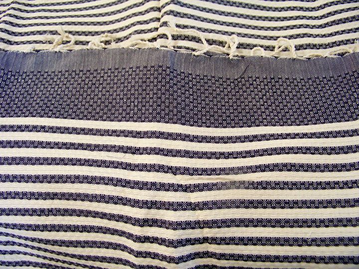 lot 774 image: 2 Lightweight Fringed Edge Striped Woven Throws