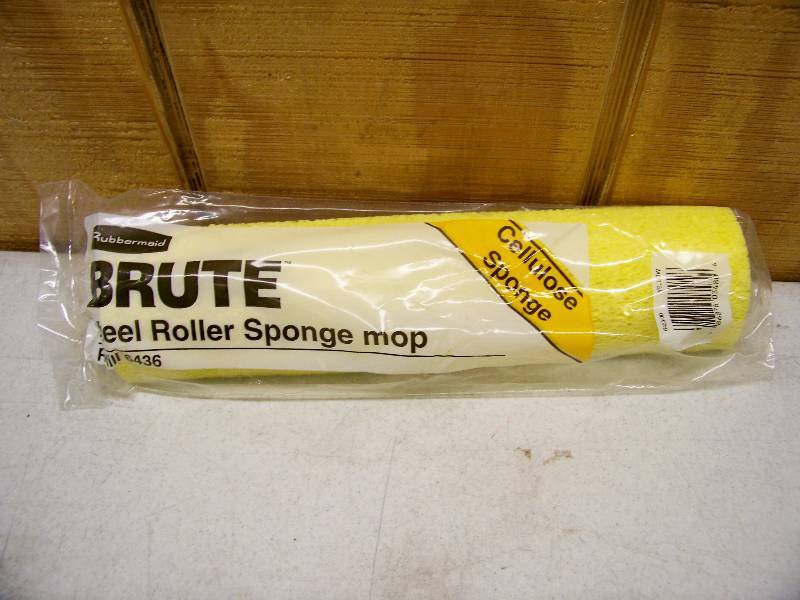 lot 830 image: Case of 12 Rubbermaid Brute Steel Roller Sponge Mop Refills