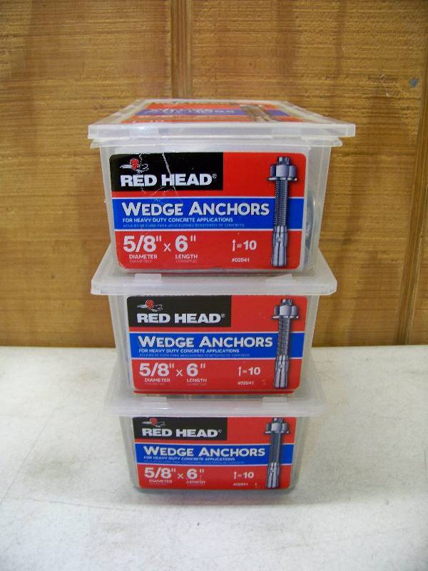 lot 836 image: 3 Boxes of 10 Red Head Wedge Anchors
