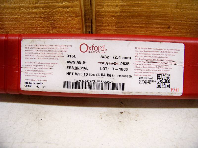 lot 841 image: 10 Pound Box Oxford Welding Rods