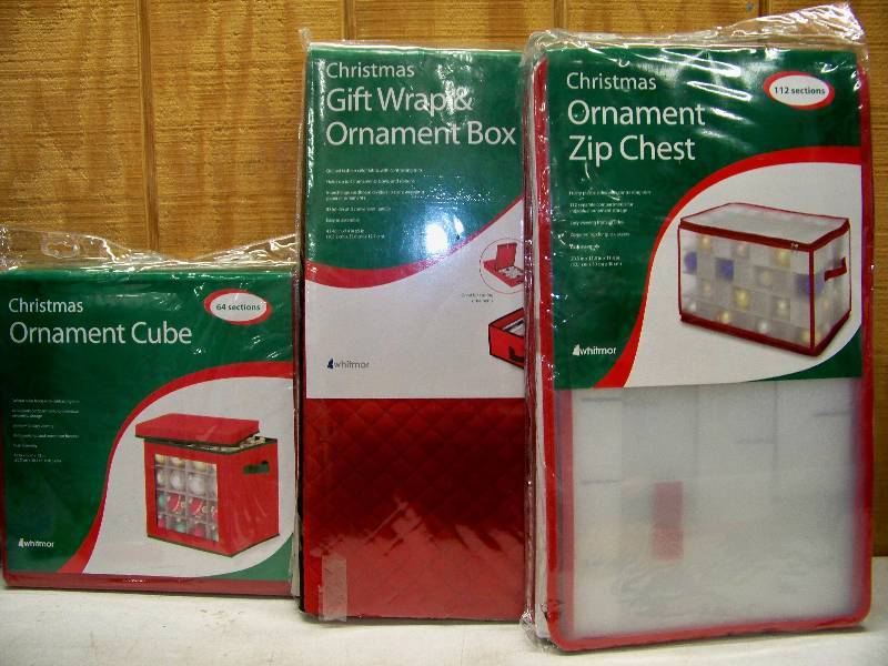 lot 931 image: 3 Whitmor Christmas Storage Boxes